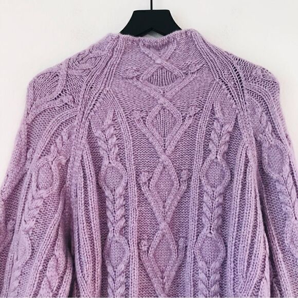 New! Vince Aran Raglan Alpaca Merino Wool Mock Neck Super Soft Lilac Sweater - Picture 7 of 14